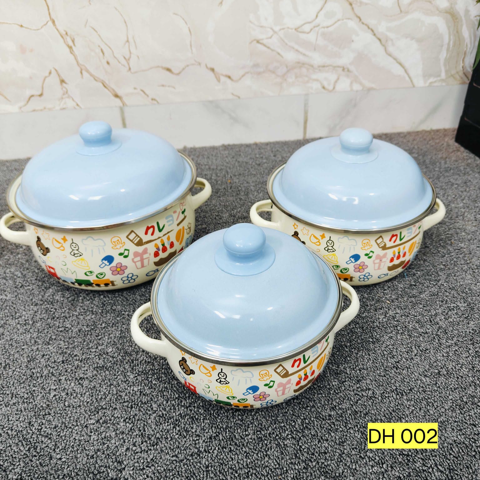 High Quality ceramic couting Enamel Pot 3 piece Cooking Pot dh 002