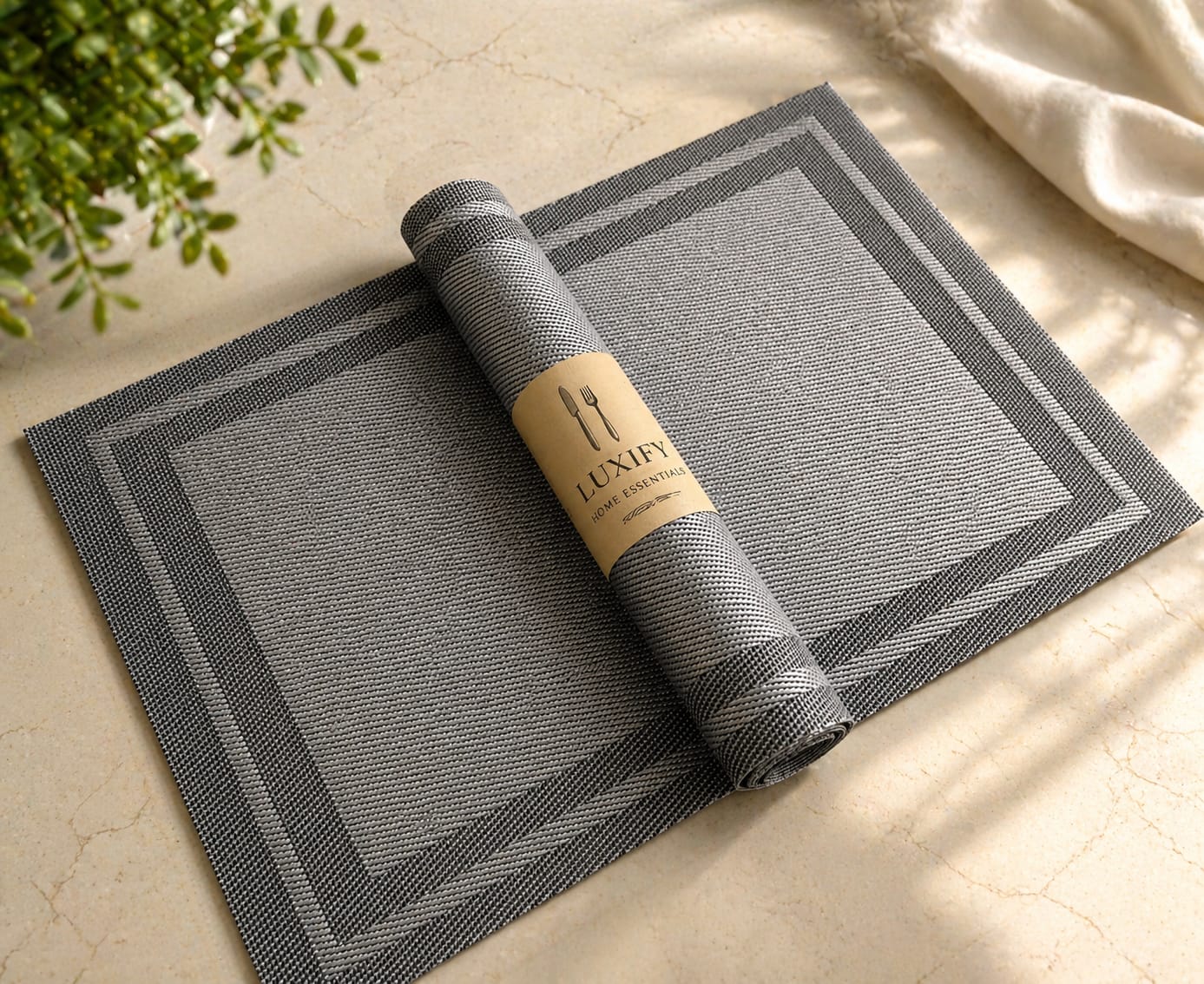 7 pcs  Dark gray Colour Table Runner With Mats