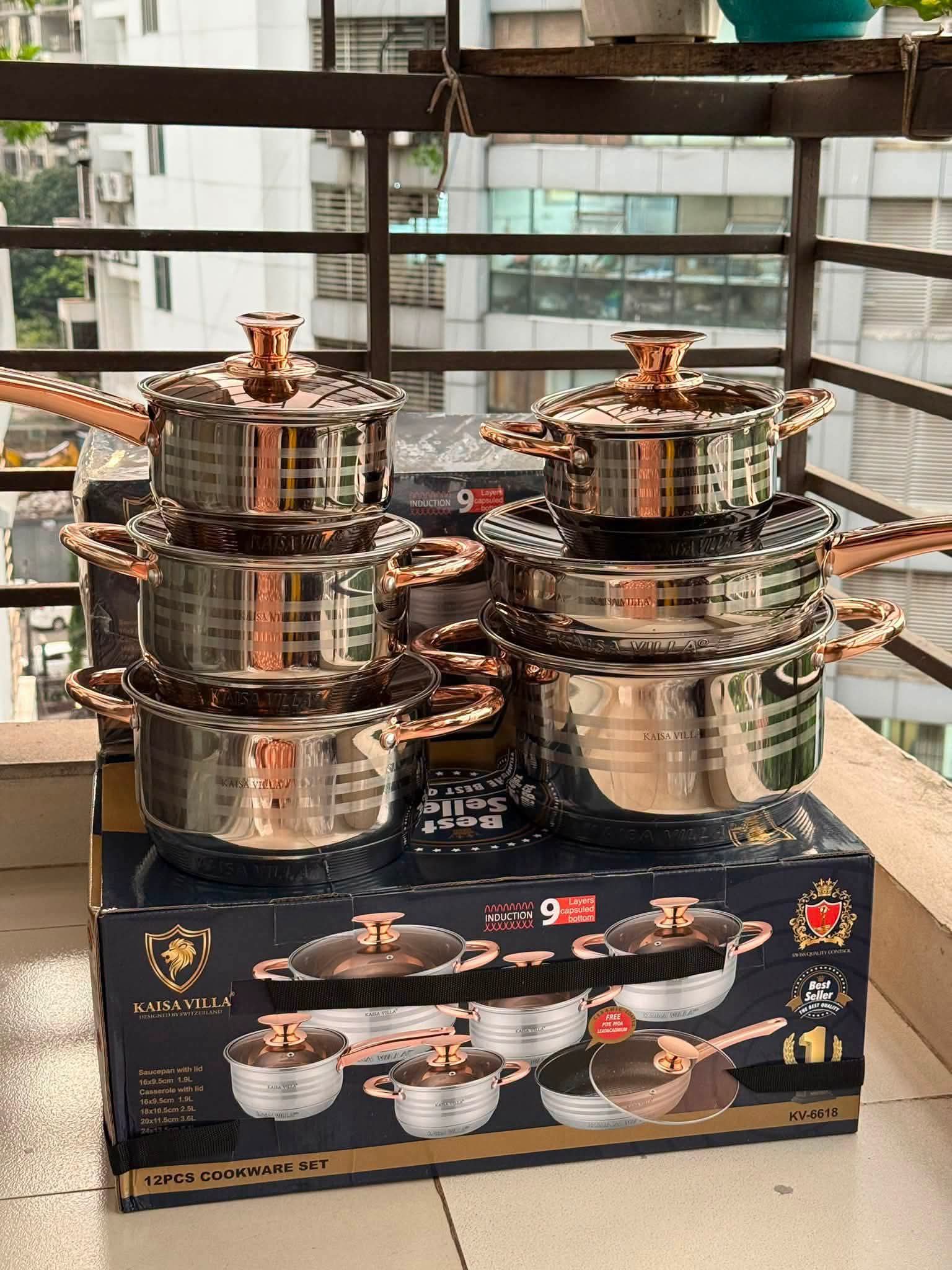 6 Pcs Kaisa Villa Stainless Steel Cookware Set with Lid KV-6618